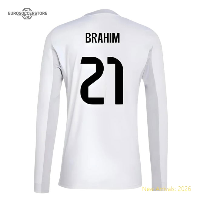 2025-2026 Real Madrid Long Sleeve Home Shirt (Brahim 21)-The Soccer Shirt Hub
