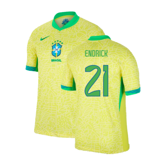2024-2025 Brazil Home Shirt (Endrick 21)-The Soccer Shirt Hub