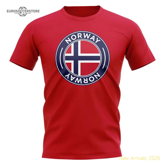 Norway Football Badge T-Shirt (Red)-The Soccer Shirt Hub