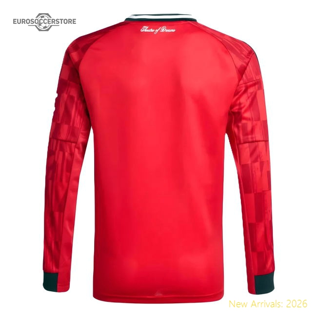2025-2026 Man Utd Long Sleeve Home Shirt (Kids)-The Soccer Shirt Hub
