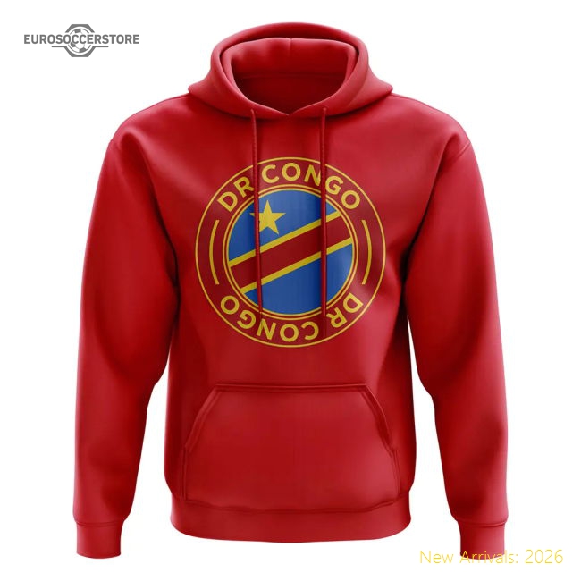 DR Congo Football Badge Hoodie (Red)-The Soccer Shirt Hub