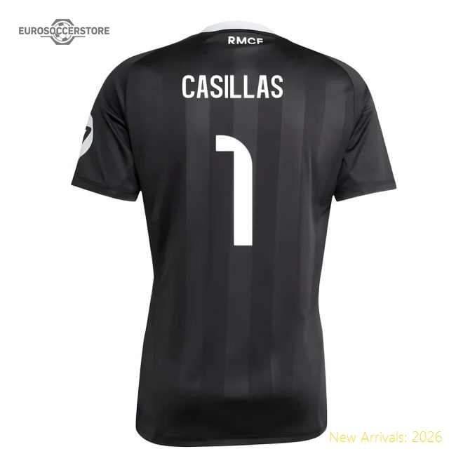 2025-2026 Real Madrid Third Goalkeeper Shirt (Black) (Casillas 1)-The Soccer Shirt Hub