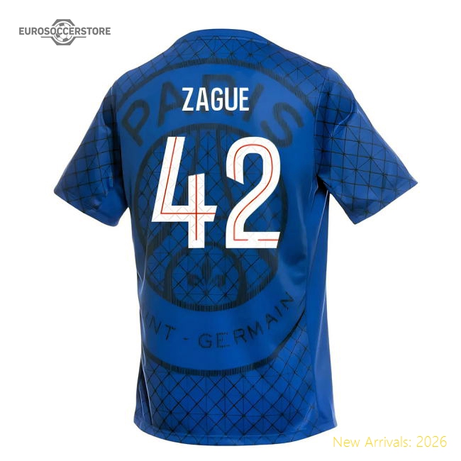 2025-2026 PSG Academy Pro Home Pre Match Shirt (Royal) (Zague 42)-The Soccer Shirt Hub