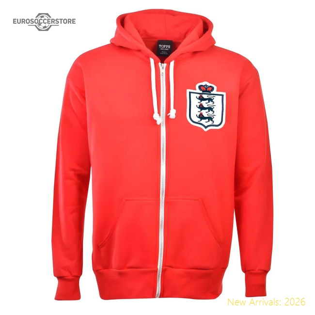 England Football Club Zipped Hoodie - Red-The Soccer Shirt Hub