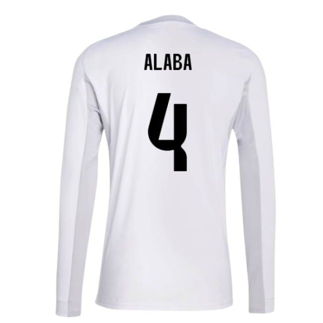 2025-2026 Real Madrid Long Sleeve Home Shirt (Alaba 4)-The Soccer Shirt Hub