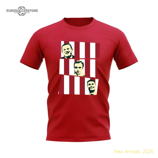 Rooney Berbatov Ronaldo Manchester United Trio T-Shirt (Red)-The Soccer Shirt Hub