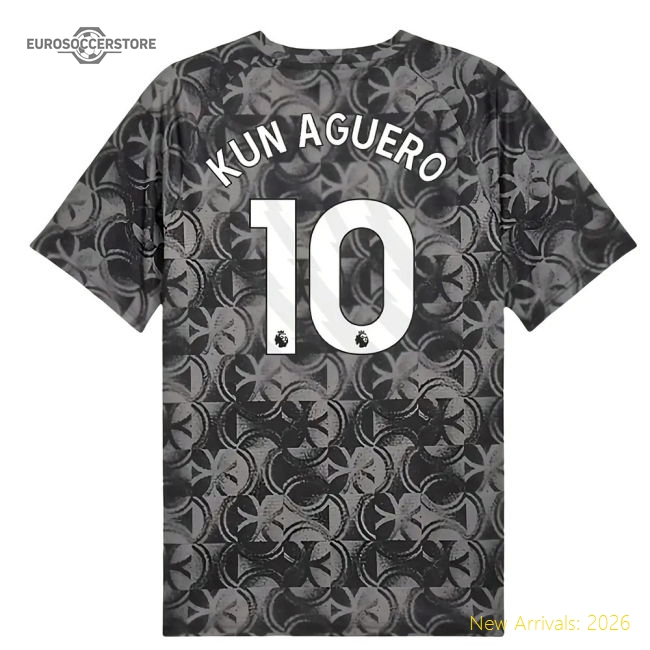 2025-2026 Man City Warm Up Jersey (Black) (Kun Aguero 10)-The Soccer Shirt Hub