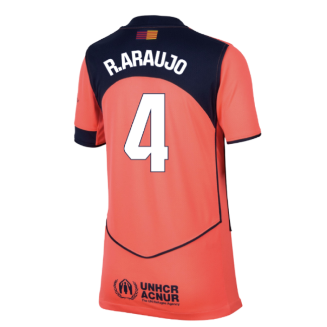 2025-2026 Barcelona Third Shirt (Kids) (R.Araujo 4)-The Soccer Shirt Hub