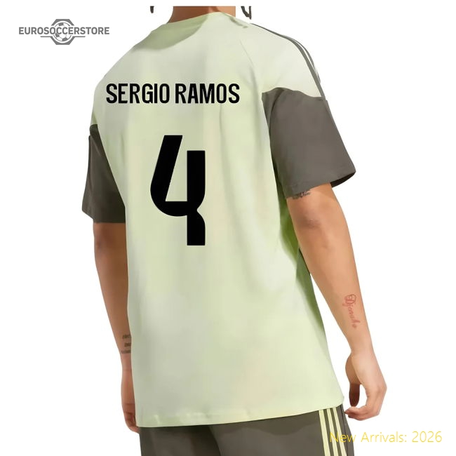 2025-2026 Real Madrid Training Tee (Almost Lime) (Sergio Ramos 4)-The Soccer Shirt Hub