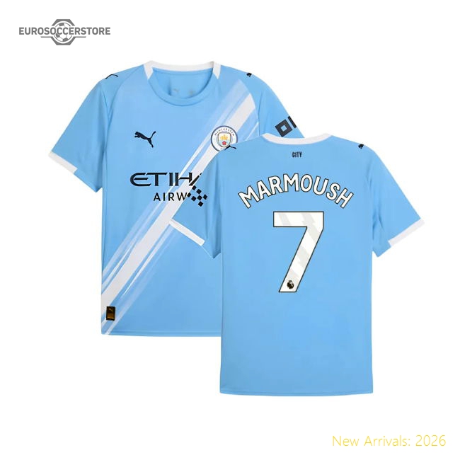 2025-2026 Man City Home Shirt (Marmoush 7)-The Soccer Shirt Hub