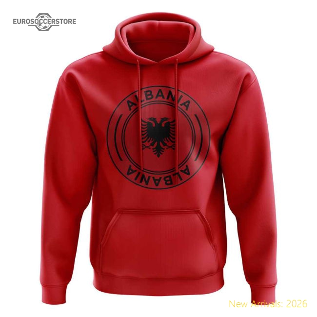 Albania Football Badge Hoodie (Red)-The Soccer Shirt Hub