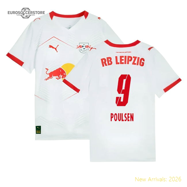 2025-2026 Red Bull Leipzig Home Shirt (Kids) (Poulsen 9)-The Soccer Shirt Hub
