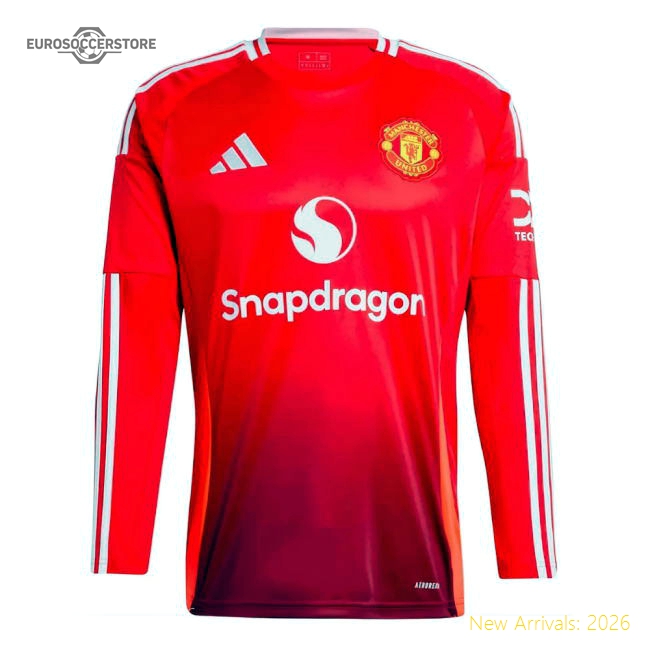2024-2025 Man Utd Long Sleeve Home Shirt-The Soccer Shirt Hub