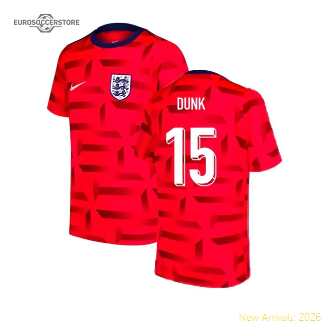 2024-2025 England Dri-FIT Pre-Match Shirt (Red) (Dunk 15)-The Soccer Shirt Hub