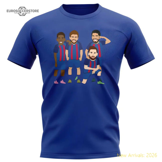 Barcelona Players Illustration T-Shirt (Blue)-The Soccer Shirt Hub
