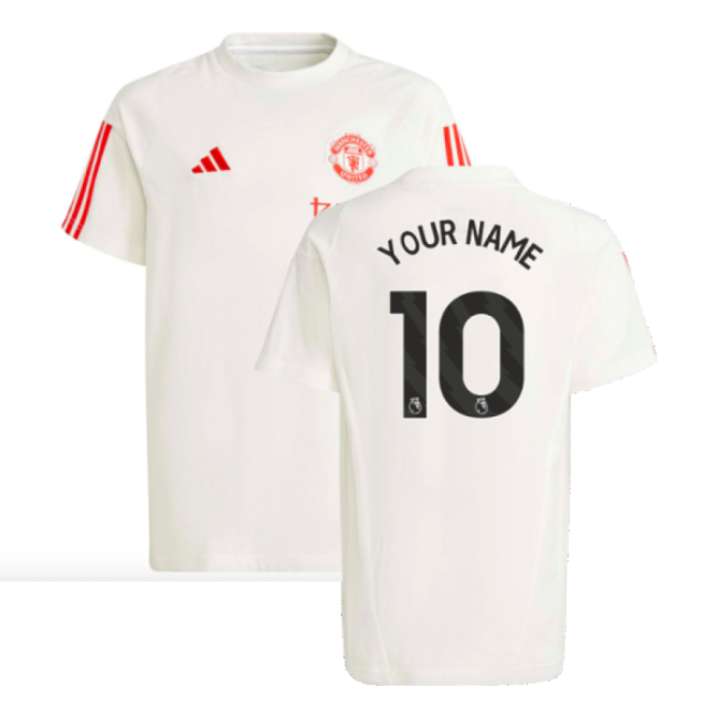 2023-2024 Man Utd Training Tee (White) - Kids (Your Name)-The Soccer Shirt Hub