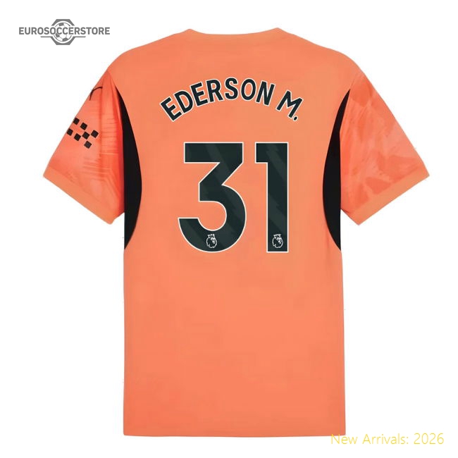 2024-2025 Man City Home Goalkeeper Shirt (Neon Sun) (Ederson M. 31)-The Soccer Shirt Hub