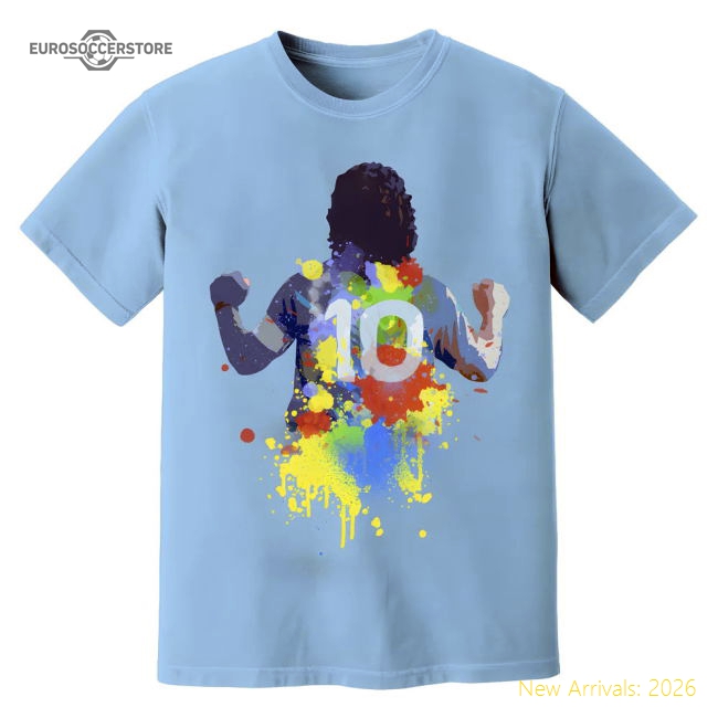 Diego Maradona Napoli Art T-Shirt (Sky)-The Soccer Shirt Hub