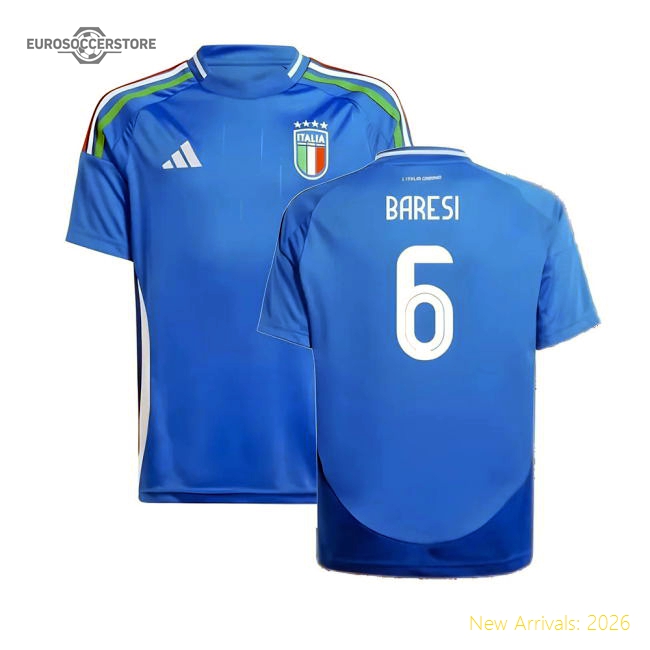 2024-2025 Italy Home Shirt (Kids) (BARESI 6)-The Soccer Shirt Hub