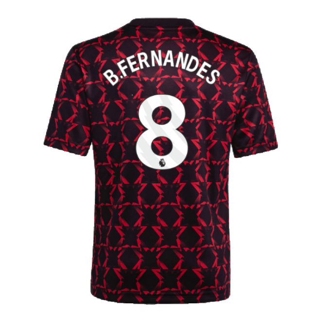 2024-2025 Man Utd Pre-Match Shirt (Black) - Kids (B.Fernandes 8)-The Soccer Shirt Hub