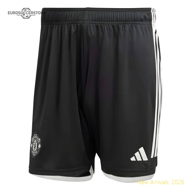 2023-2024 Man Utd Away Shorts (Black)-The Soccer Shirt Hub