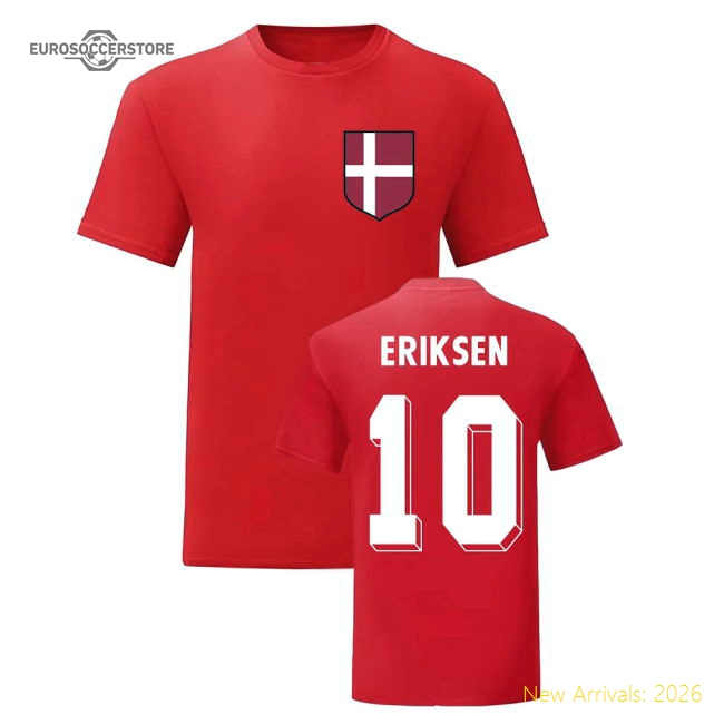 Christian Eriksen Denmark National Hero Tee (Red)-The Soccer Shirt Hub