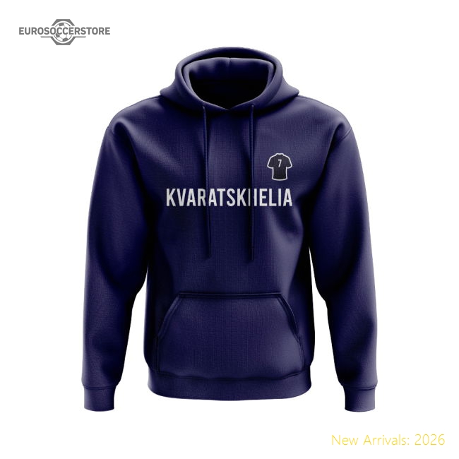 Khvicha Kvaratskhelia PSG Number Hoody (Navy)-The Soccer Shirt Hub