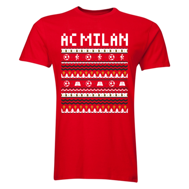 Ac Milan Christmas T-Shirt (Red) - Kids-The Soccer Shirt Hub