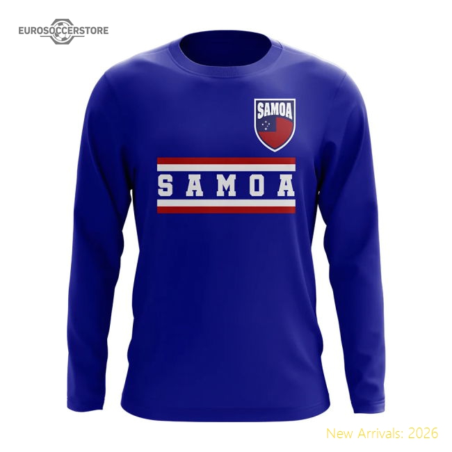 Samoa Core Football Country Long Sleeve T-Shirt (Royal)-The Soccer Shirt Hub