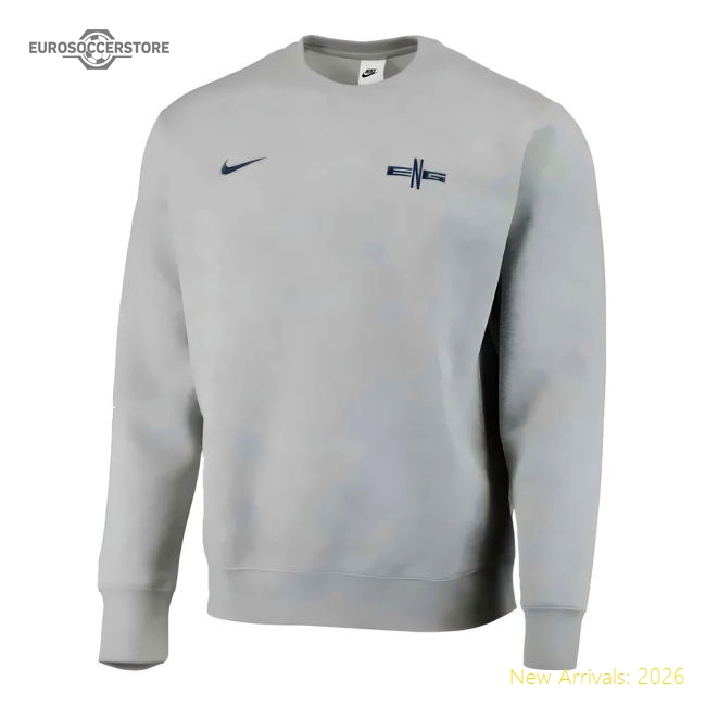 2024-2025 England Crew Sweatshirt (Grey)-The Soccer Shirt Hub