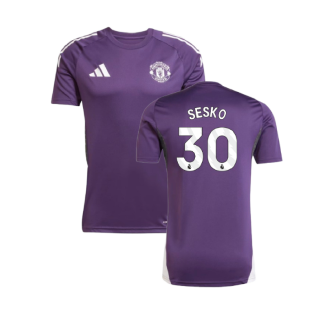 2025-2026 Man Utd Training Jersey (Aurora Plum) (Sesko 30)-The Soccer Shirt Hub