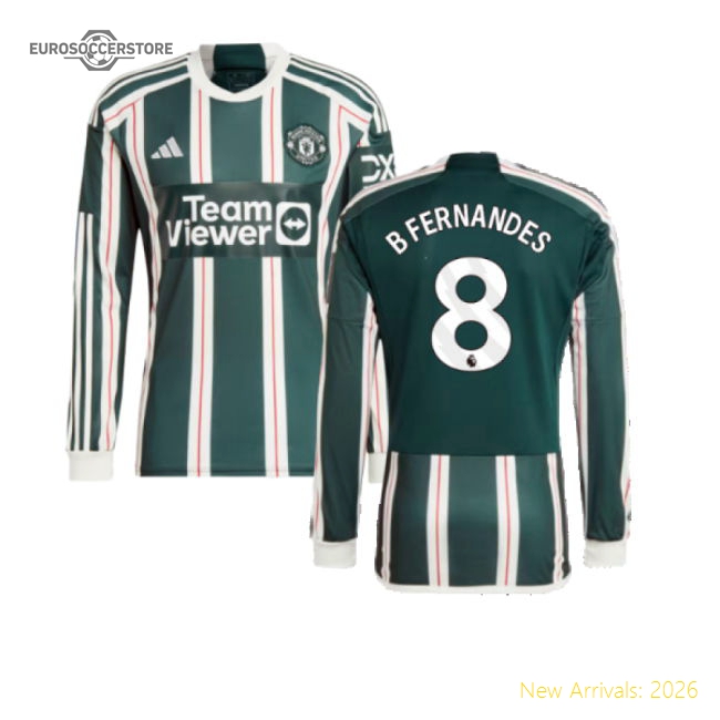 2023-2024 Man Utd Long Sleeve Away Shirt (B Fernandes 8)-The Soccer Shirt Hub
