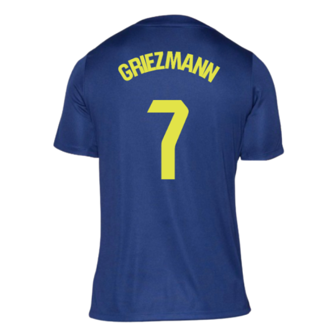2025-2026 Atletico Madrid Pre-Match Shirt (Blue-Yellow) (Griezmann 7)-The Soccer Shirt Hub
