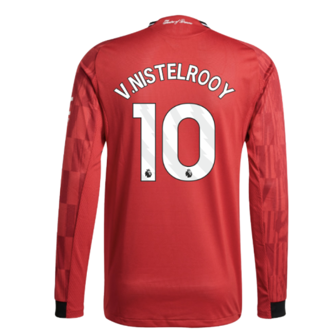 2025-2026 Man Utd Authentic Long Sleeve Home Shirt (V.Nistelrooy 10)-The Soccer Shirt Hub
