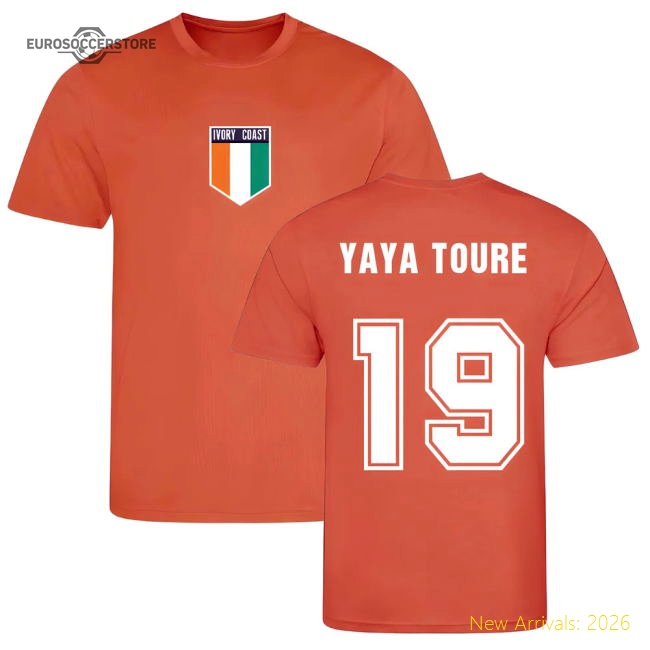 Yaya Toure Ivory Coast Training Jersey (Orange)-The Soccer Shirt Hub