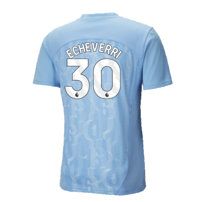 2024-2025 Man City Prematch SS Shirt (Light Blue) (Echeverri 30)-The Soccer Shirt Hub
