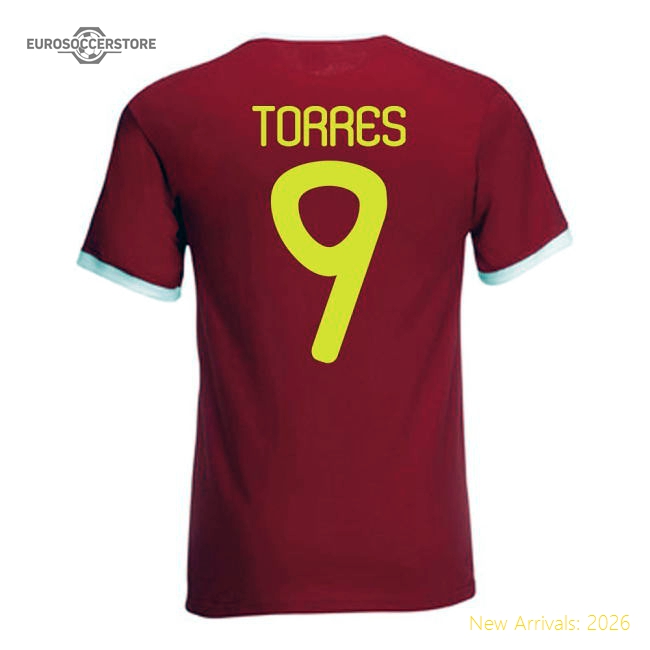 Fernando Torres Spain Ringer Tee (red)-The Soccer Shirt Hub