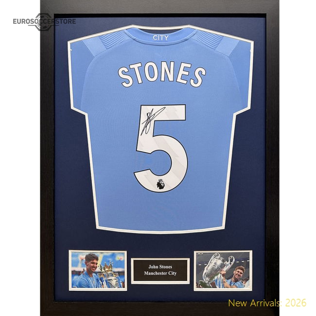 Manchester City FC Stone Signed Shirt (Framed)-The Soccer Shirt Hub