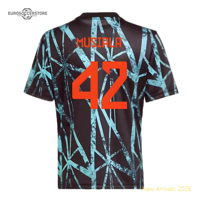 2024-2025 Bayern Munich Pre-Match Shirt (Black) - Kids (Musiala 42)-The Soccer Shirt Hub