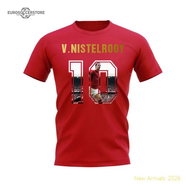 Ruud Van Nistelrooy Name And Number Manchester United T-Shirt (Red)-The Soccer Shirt Hub