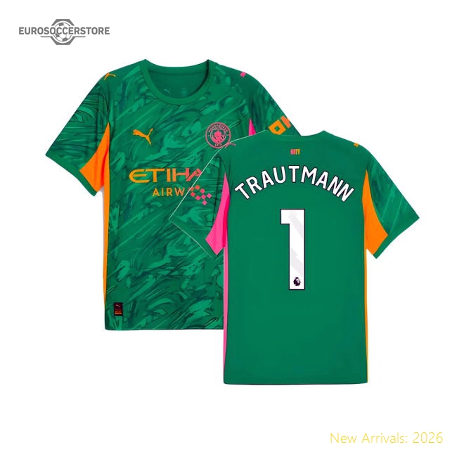 2025-2026 Man City Goalkeeper Away Shirt (Green) (Trautmann 1)-The Soccer Shirt Hub