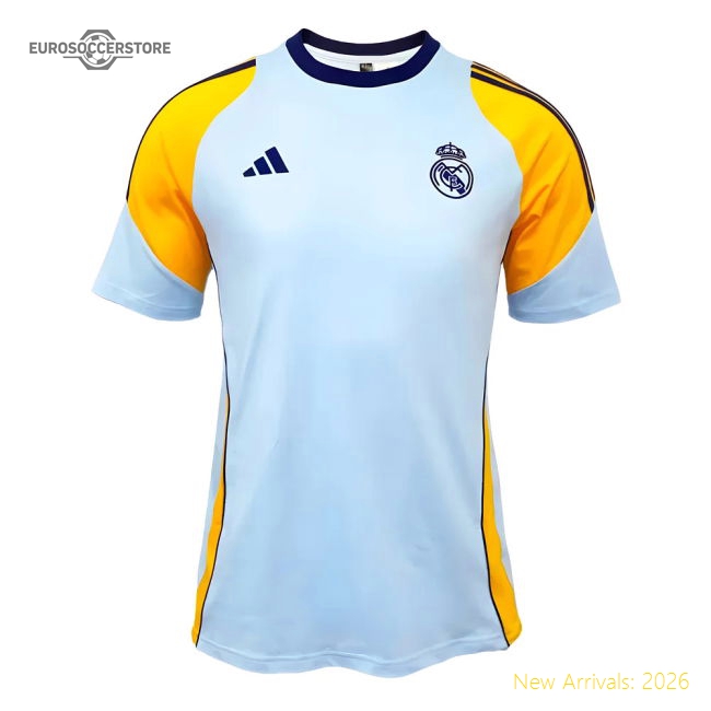 2024-2025 Real Madrid Training Tee (Glow Blue)-The Soccer Shirt Hub