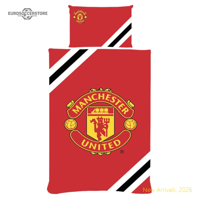 Manchester United FC Core Stripe Single Duvet Set-The Soccer Shirt Hub