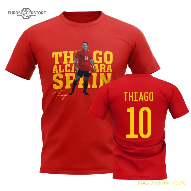 Thiago Spain Player Tee (Red)-The Soccer Shirt Hub