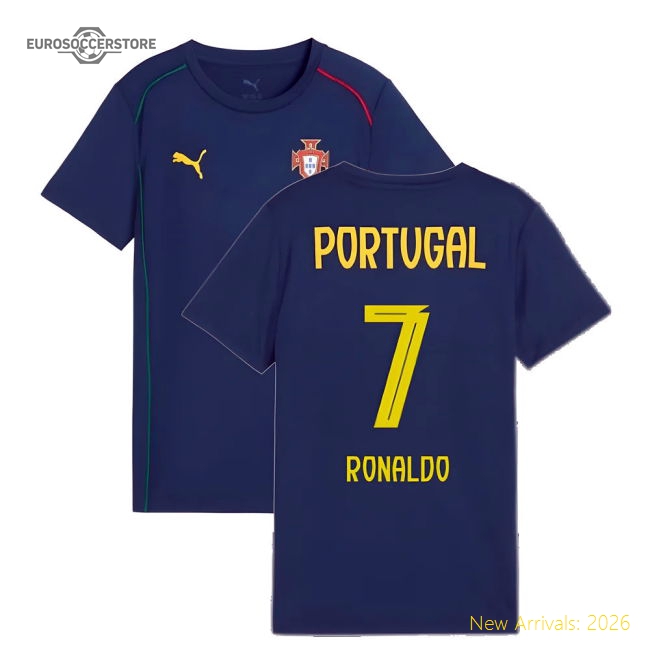 2025-2026 Portugal Casuals Tee (Persian Blue) - Kids (Ronaldo 7)-The Soccer Shirt Hub