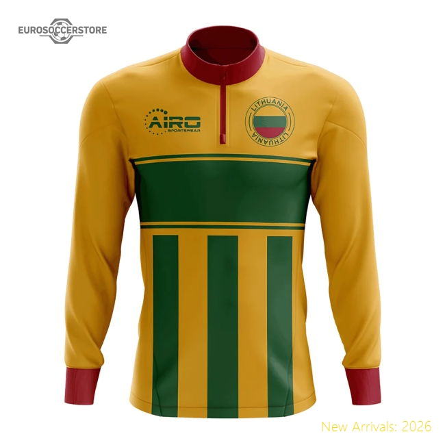 Lithuania Concept Football Half Zip Midlayer Top (Yellow-Green)-The Soccer Shirt Hub