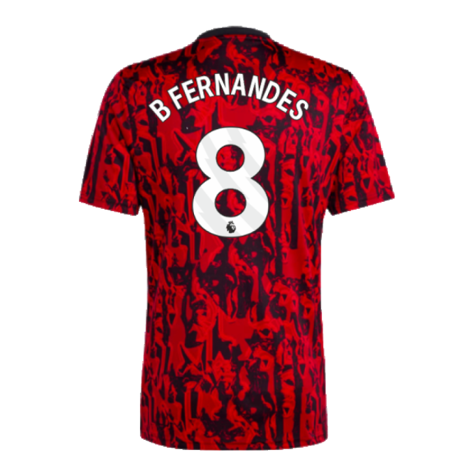2023-2024 Man Utd Pre-Match Shirt (Red) (B Fernandes 8)-The Soccer Shirt Hub