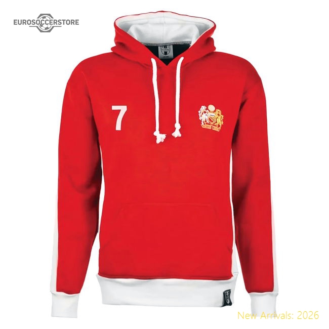 Manchester Reds Number 7 Retro Hoodie (Red)-The Soccer Shirt Hub