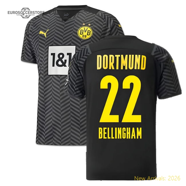 2021-2022 Borussia Dortmund Away Shirt (BELLINGHAM 22)-The Soccer Shirt Hub