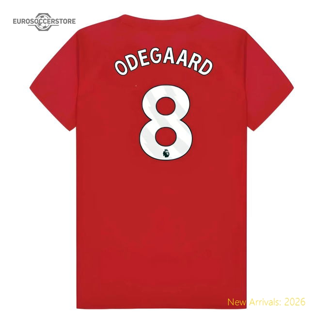 Arsenal Poly T-Shirt (Red) - Kids (Odegaard 8)-The Soccer Shirt Hub